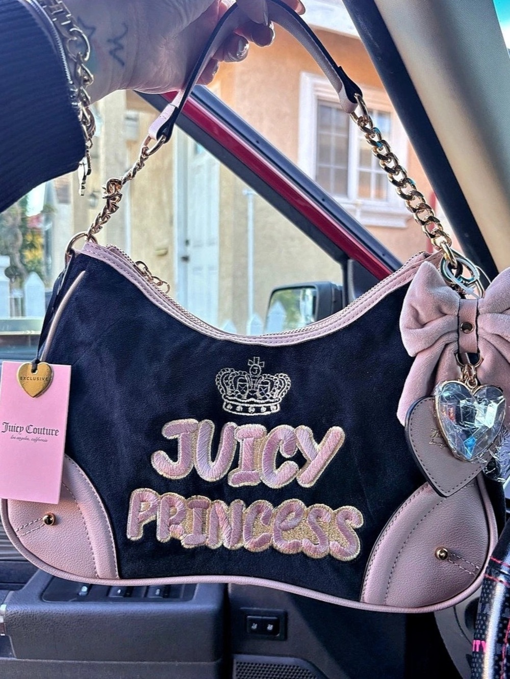 Juicy Couture Juicy American Princess Shoulder Bag Black & Pink NWT